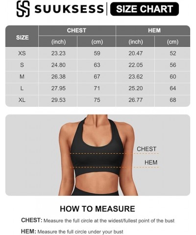 Women Seamless Halter Sports Bra Open Back Padded Workout Crop Tank Tops Light Blue Black $14.99 Lingerie