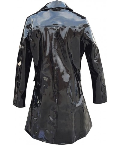 PVC Jacket Women Sexy Windbreaker Trench Active Outdoor Coat Clothing Black Pvc $48.40 Coats