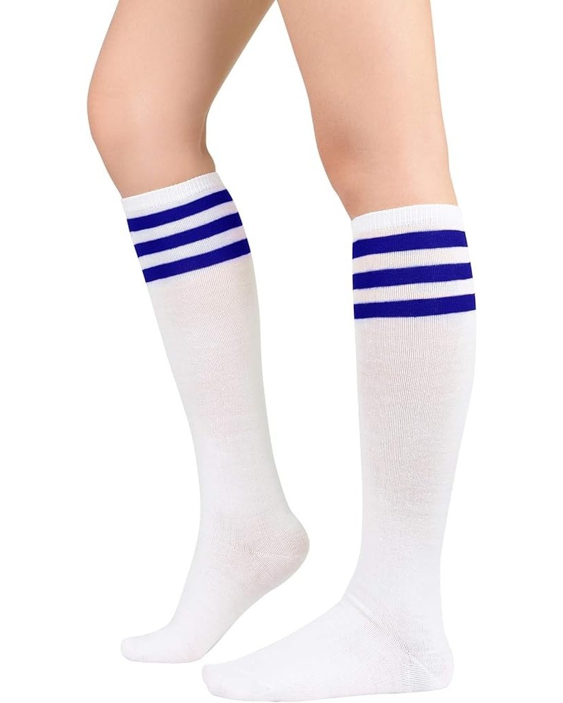 Athletic Socks Knee High Socks Sports Socks Tube Socks Cosplay Socks for Teen Girl Women 1 Pack White Blue $8.11 Activewear