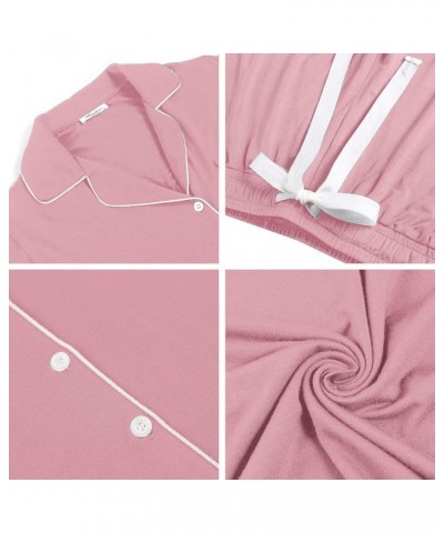 Womens Button Down Pajama Sets Bride Pajamas Sets Sleepwear Shorts Lounge Set B-pink $17.86 Sleep & Lounge