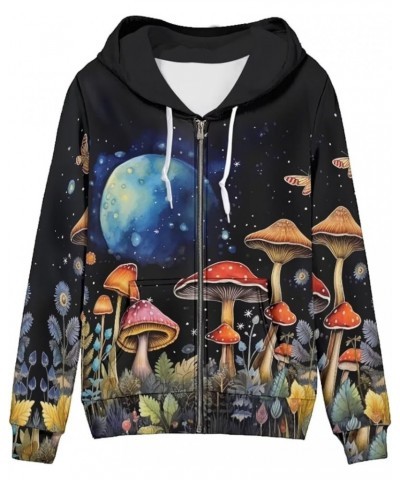 Zip up Hoodie Women Oversized Hooded Sweatshirt Y2K Outfit Long Sleeve Fall Tops Mushroom Starry Sky $18.76 Hoodies & Sweatsh...