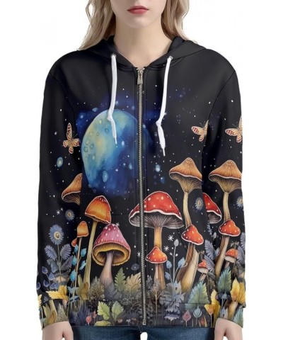 Zip up Hoodie Women Oversized Hooded Sweatshirt Y2K Outfit Long Sleeve Fall Tops Mushroom Starry Sky $18.76 Hoodies & Sweatsh...