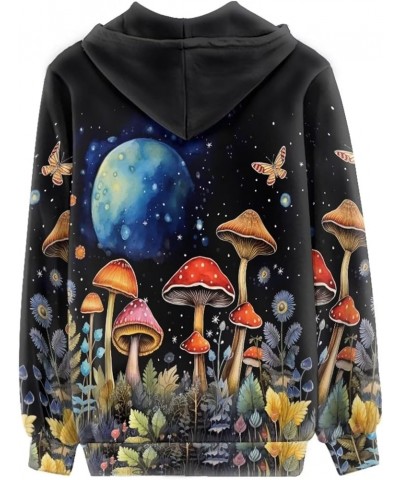 Zip up Hoodie Women Oversized Hooded Sweatshirt Y2K Outfit Long Sleeve Fall Tops Mushroom Starry Sky $18.76 Hoodies & Sweatsh...