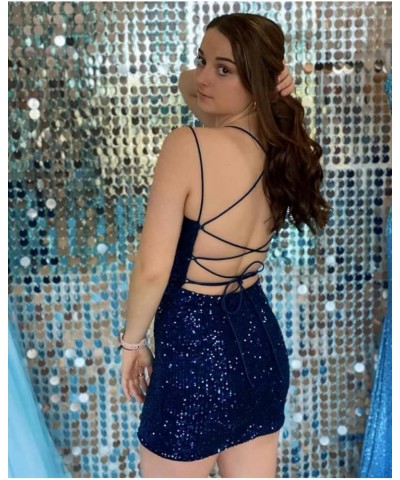 Sequin Homecoming Dresses for Teens V-Neck Sleeveless Backless Bodycon Short Prom Gowns Mini Party Dresses Pink $29.49 Dresses