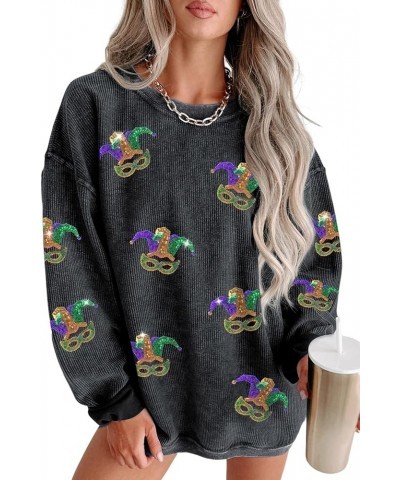 Women's Casual Sweatshirts Long Sleeve Crewneck Pullover Tops Fashion Hoodies Outfits A-mardi Gras-black05 $12.04 Hoodies & S...