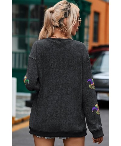 Women's Casual Sweatshirts Long Sleeve Crewneck Pullover Tops Fashion Hoodies Outfits A-mardi Gras-black05 $12.04 Hoodies & S...