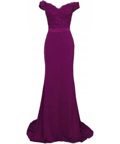 Off The Shoulder Mermaid Long Beaded Corset Prom Dresses Evening Gown B Purple $45.14 Dresses