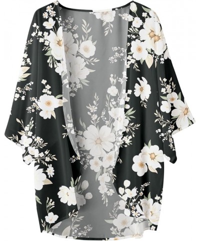 Cardigan for Women Lightweight Summer Floral 3/4 Sleeve Duster Cardigans Casual Comfort Open Front Kimonos Cover Up Blouse A0...