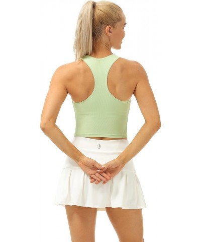 Women's Ribbed Racerback Workout Yoga Crop Tank Tops with Built in Bra Pastel Green $12.18 Lingerie