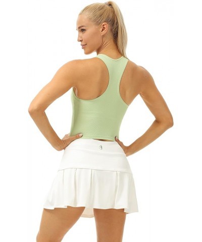 Women's Ribbed Racerback Workout Yoga Crop Tank Tops with Built in Bra Pastel Green $12.18 Lingerie