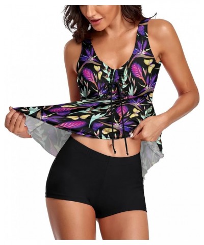 Modest Tankini Swimsuits for Women Two Piece Bathing Suits Floral Print Tank Top with Boyshorts Multicolor $19.22 Swimsuits