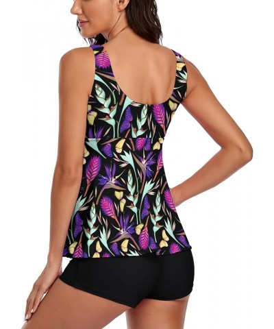 Modest Tankini Swimsuits for Women Two Piece Bathing Suits Floral Print Tank Top with Boyshorts Multicolor $19.22 Swimsuits