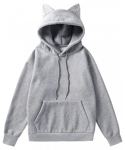 Solid Color Cat Ear Hoodies for Women with Hood Cute Animal Sweatshirt Hoodie Casual Cat Hoodie Sweatshirt Womens Grey $15.85...