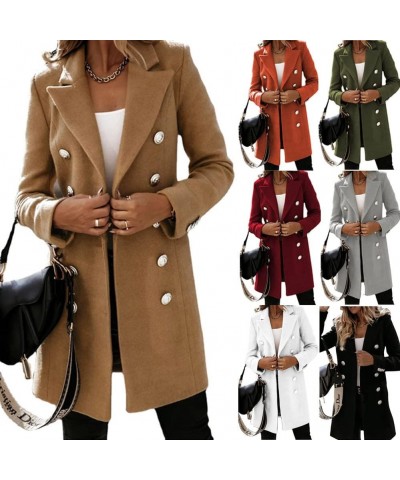 Women's Winter Wool Coat Jackets Elegant Notched Collar Double Breasted Over Coat Midi Peacoat Trench Coats Outwear A-orange ...