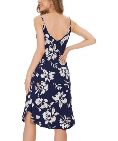 Full Slip for Women Under Dress Adjustable Spaghetti Strap Chemise Lingerie Cami Mini Dress Navy Floral-long Style $18.19 Lin...