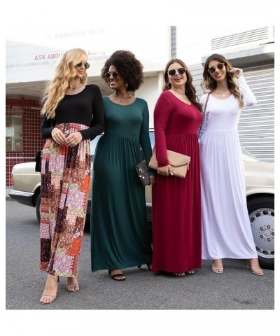 Women's Long Sleeve Loose Plain Maxi Dresses Casual Long Dresses with Pockets Mauve $18.06 Dresses