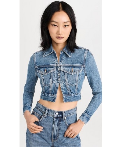 Women's Shrunken Cardi Trucker Jacket Classic Medium Indigo $137.60 Jackets