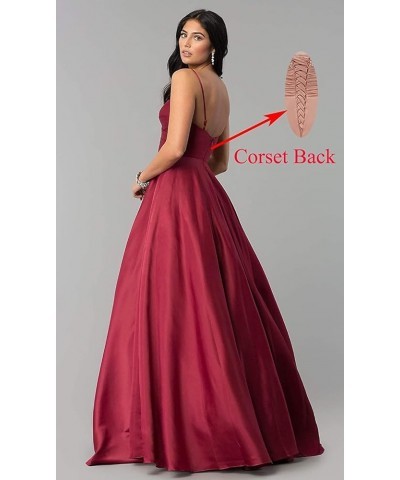 Women's Spaghetti Straps Satin Prom Dresses with Pockets V Neck Pleated Formal Evening Ball Gowns Gold $43.99 Dresses