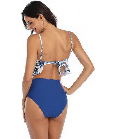 Couple Matching Swimsuits Bikini High Waisted Set Swim Trunks Bathing Suits for Women Men Women 22 Blue $14.57 Swimsuits