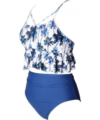 Couple Matching Swimsuits Bikini High Waisted Set Swim Trunks Bathing Suits for Women Men Women 22 Blue $14.57 Swimsuits