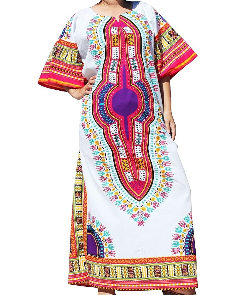 Brand Full One Piece Long Afrikan Heart Dashiki Sac Dress Tiedye - White Deep Pink $21.13 Dresses