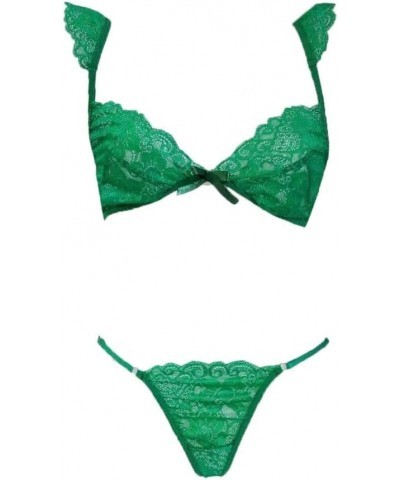 Lingerie for Women Sexy Naughty Women Lingerie Set Lace Bralette and Panty Set Strappy Lace Lingerie Chemises Green $4.50 Others