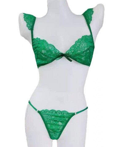 Lingerie for Women Sexy Naughty Women Lingerie Set Lace Bralette and Panty Set Strappy Lace Lingerie Chemises Green $4.50 Others