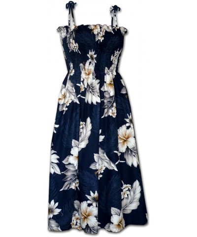 Hawaiian Tube Dress Hibiscus Blossom Navy $29.37 Dresses