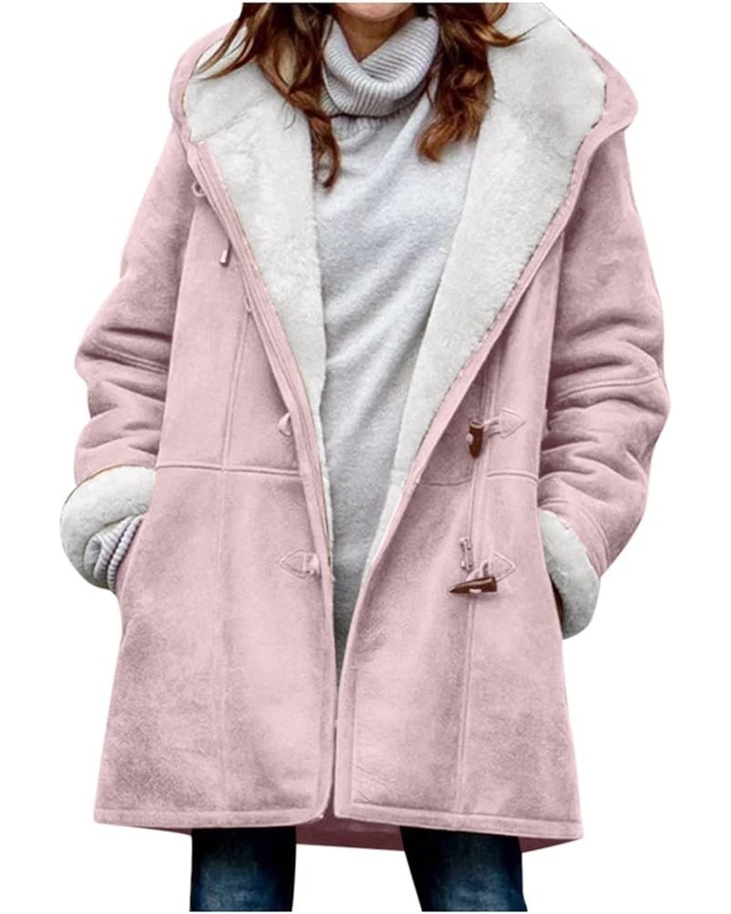 Womens 2024 Winter Fashion Plus Size Sharpa Jacket Fleece Warm Hoodie Outwear Plush Sweatshirt Thick Fuzzy Tops J Pink $15.65...