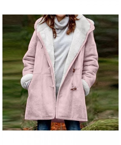 Womens 2024 Winter Fashion Plus Size Sharpa Jacket Fleece Warm Hoodie Outwear Plush Sweatshirt Thick Fuzzy Tops J Pink $15.65...