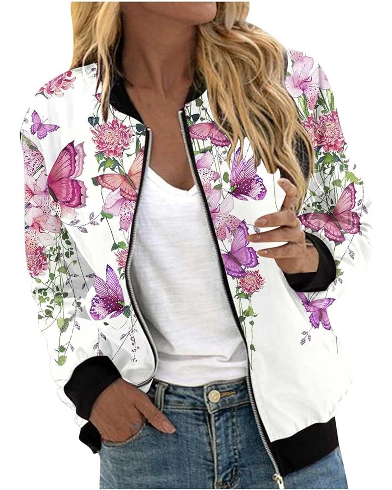 Bomber Jacket Women Zip Up Cropped Coats Lightweight Casual Military Outerwear Fashion Floral Baseball Jackets 2023 A01_hot P...