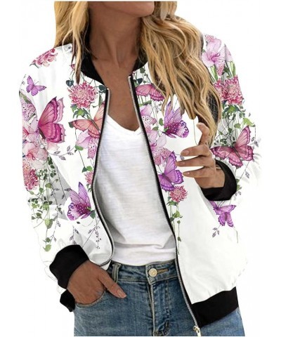 Bomber Jacket Women Zip Up Cropped Coats Lightweight Casual Military Outerwear Fashion Floral Baseball Jackets 2023 A01_hot P...