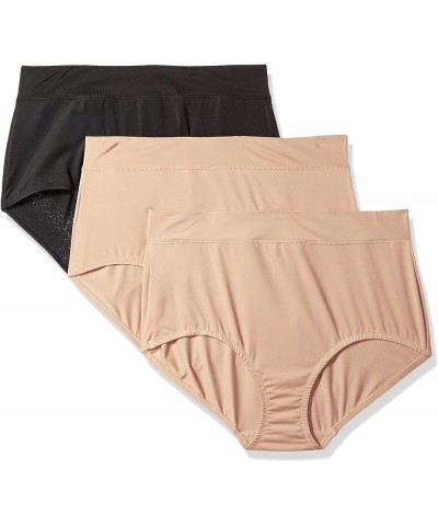 Women's Blissful Benefits No Muffin Top 3 Pack Brief Panty Almond/Black/Almond $10.42 Lingerie