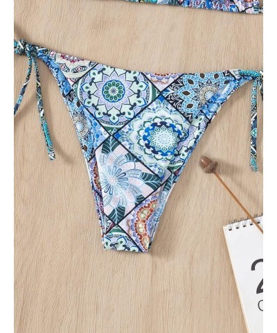 Women's Floral Allover Print Tie Halter Bathing Suit Sexy Bikini Swimsuit A Multicolored $12.03 Swimsuits