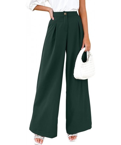 Women's Wide Leg Palazzo Pants Elastic High Waist Trousers Comfy Work Suit Pants with Pockets Darkgreen $18.19 Pants