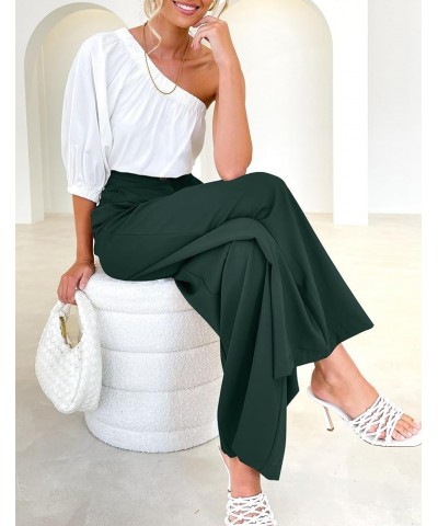 Women's Wide Leg Palazzo Pants Elastic High Waist Trousers Comfy Work Suit Pants with Pockets Darkgreen $18.19 Pants