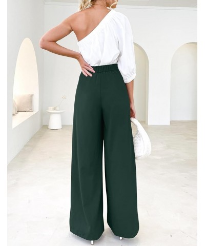 Women's Wide Leg Palazzo Pants Elastic High Waist Trousers Comfy Work Suit Pants with Pockets Darkgreen $18.19 Pants