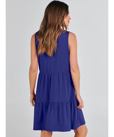 Women's Summer Casual Sleeveless V Neck Mini Dresses Flowy Tiered Swing Beach Sundress Royal Blue $13.80 Dresses