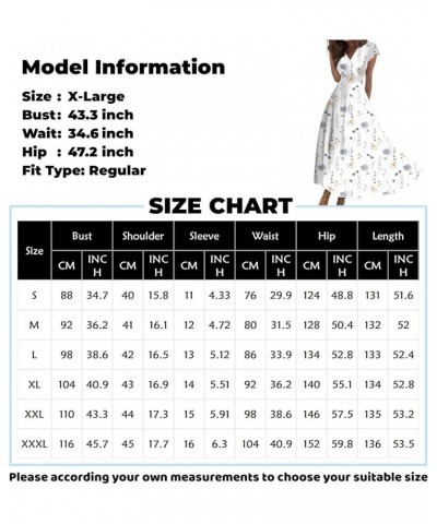 2023 Women's Casual Summer Boho Floral Print Dress V Neck Short Sleeve High Waist Long Maxi Beach Dresses 05-gray $7.87 Dresses