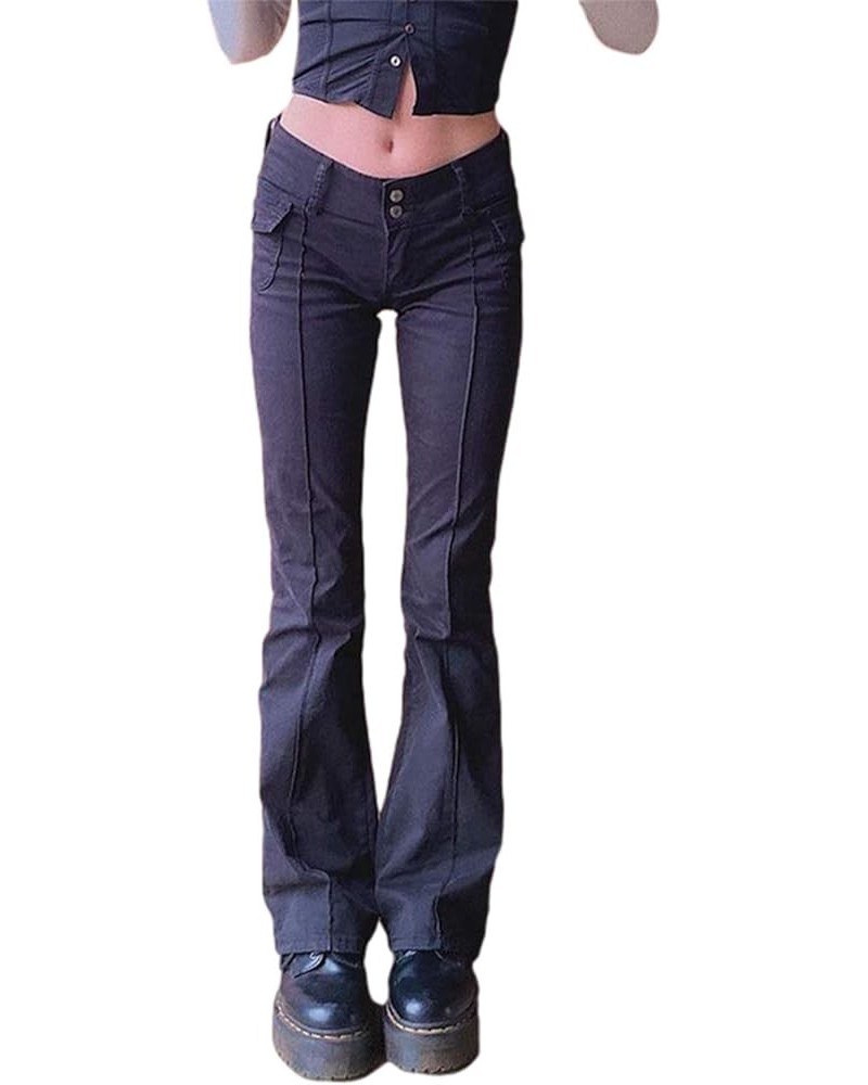 Women's Denim Flare Bell Bottom Jeans Pants High Waist Retro Wide Leg Pants U-black $12.00 Jeans