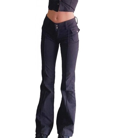 Women's Denim Flare Bell Bottom Jeans Pants High Waist Retro Wide Leg Pants U-black $12.00 Jeans