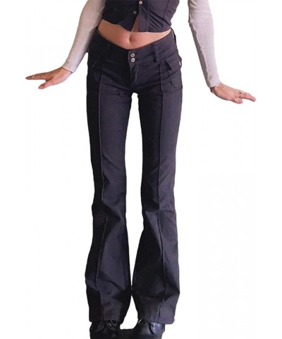 Women's Denim Flare Bell Bottom Jeans Pants High Waist Retro Wide Leg Pants U-black $12.00 Jeans