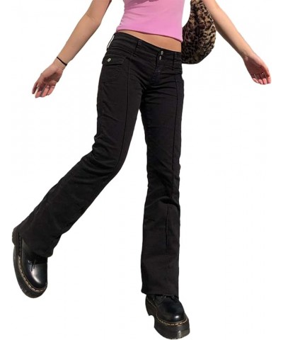 Women's Denim Flare Bell Bottom Jeans Pants High Waist Retro Wide Leg Pants U-black $12.00 Jeans