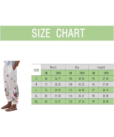 Women Casual Wide Leg Palazzo Pants Butterfly Print with Pockets Sport Trousers Straigh Stretch Linen Pants for Women E01-blu...