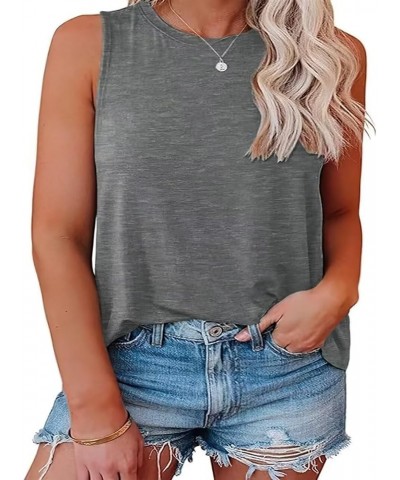 Plus Size Tank Top for Women V Neck Basic Solid Color Casual Flowy Summer Sleeveless Tunics (XL-5XL) D-dark Grey $15.39 Tanks