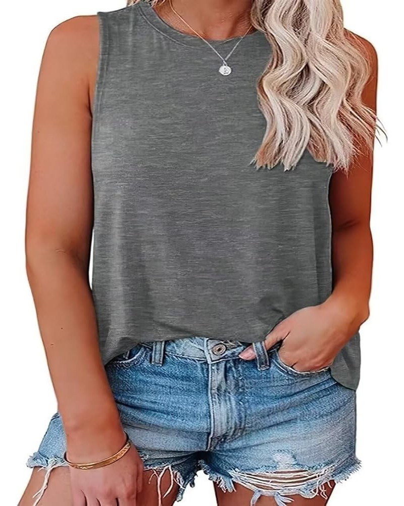 Plus Size Tank Top for Women V Neck Basic Solid Color Casual Flowy Summer Sleeveless Tunics (XL-5XL) D-dark Grey $15.39 Tanks