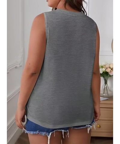 Plus Size Tank Top for Women V Neck Basic Solid Color Casual Flowy Summer Sleeveless Tunics (XL-5XL) D-dark Grey $15.39 Tanks