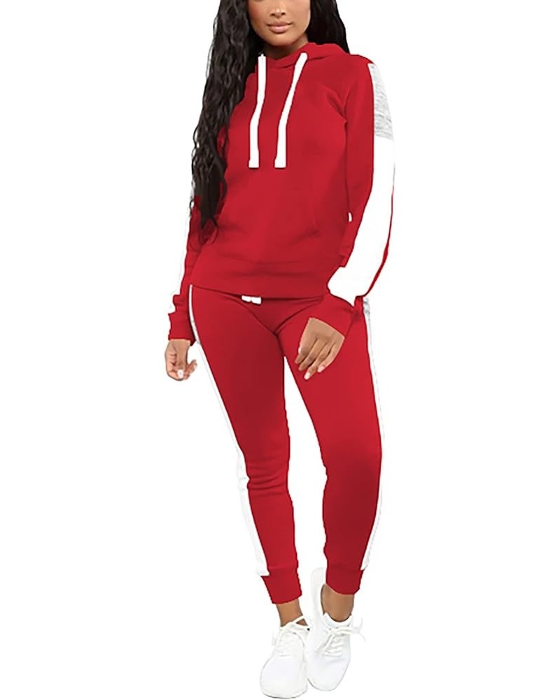 Sweatsuits for Women Set 2 Piece Outfit Long Sleeve Hoodies Jogging Suits Sweatpants Lounge Tracksuit with Pocket F-red $26.3...