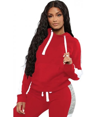 Sweatsuits for Women Set 2 Piece Outfit Long Sleeve Hoodies Jogging Suits Sweatpants Lounge Tracksuit with Pocket F-red $26.3...