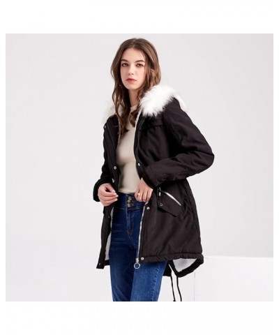 Women's Fleece Lined Hooded Jacket Winter Warm Parka Jackets Thicken Insulated Faux Fur Long Coat With Hood Red $38.87 Jackets